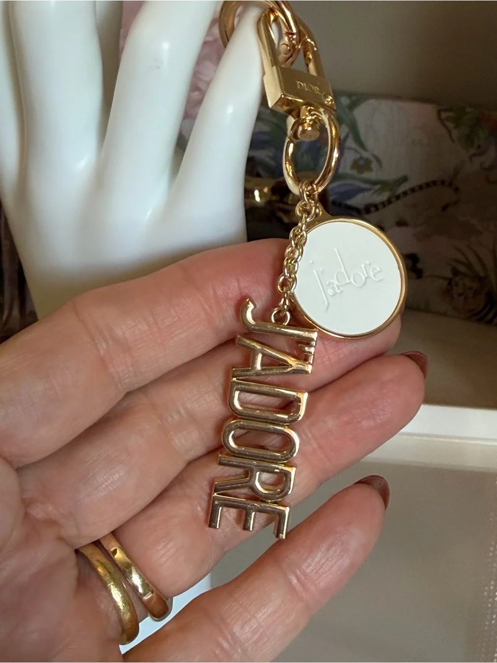 Dior J’Adore Gold-Tone Logo Keychain Charm